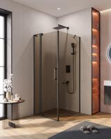Душевой уголок прямоугольный.     SLIDER-AH-1-90-80/90-BR-NERO (800-900)x900x1950 Cezares