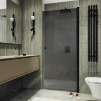 Душевая дверь на монопетле MaybahGlass 1980*900 Стекло 6 мм Графит матовый  профиль Черный MGD-813-6